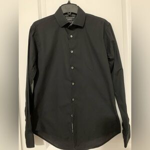 Men’s Black Dress Shirt – Report Collection (Slim Fit, Stretch, Size 14.5/32-33)